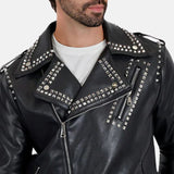 Black Studded Leather Jacket Men's