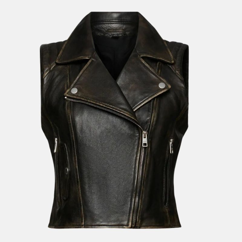 Womens Leather Biker Vest