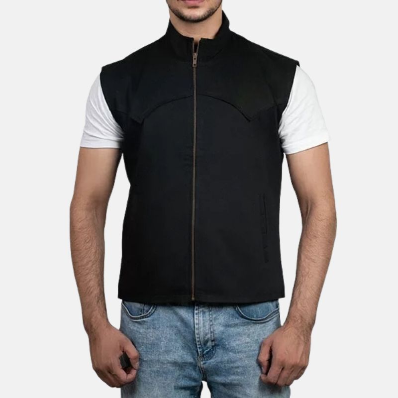 Black Cotton Dutton Vest Mens