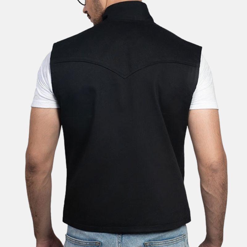 Decent Black Cotton Dutton Vest For Mens 