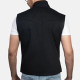 Decent Black Cotton Dutton Vest For Mens 