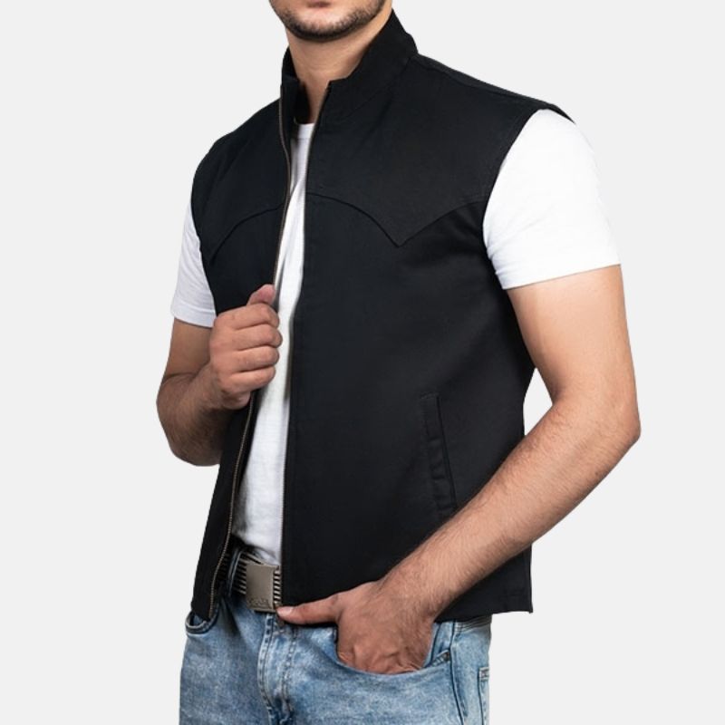 Black Cotton Dutton Vest Mens