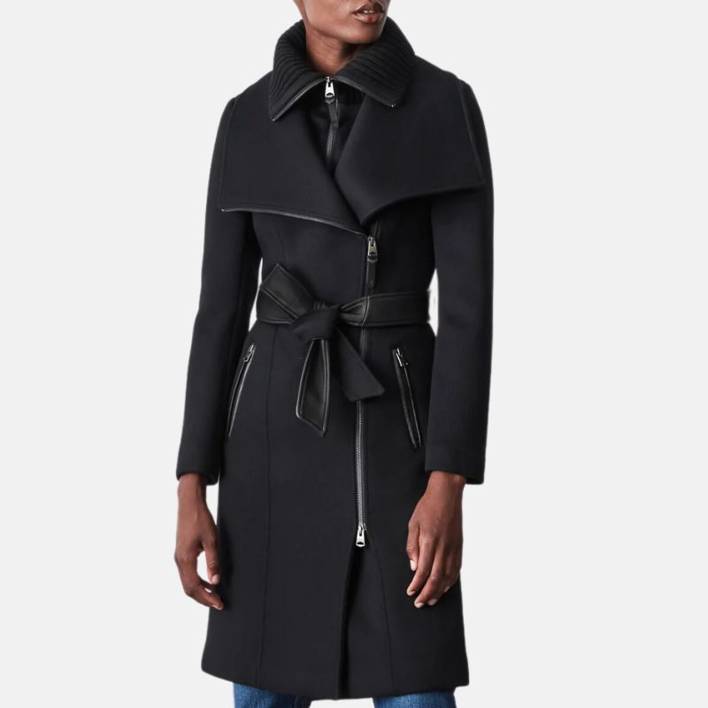 Baez Black Detective Hooded Trench Coat Womens