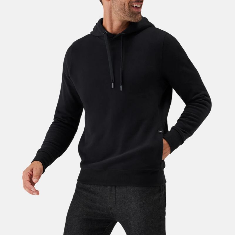 Black Essential Fleece Hoodie Mens