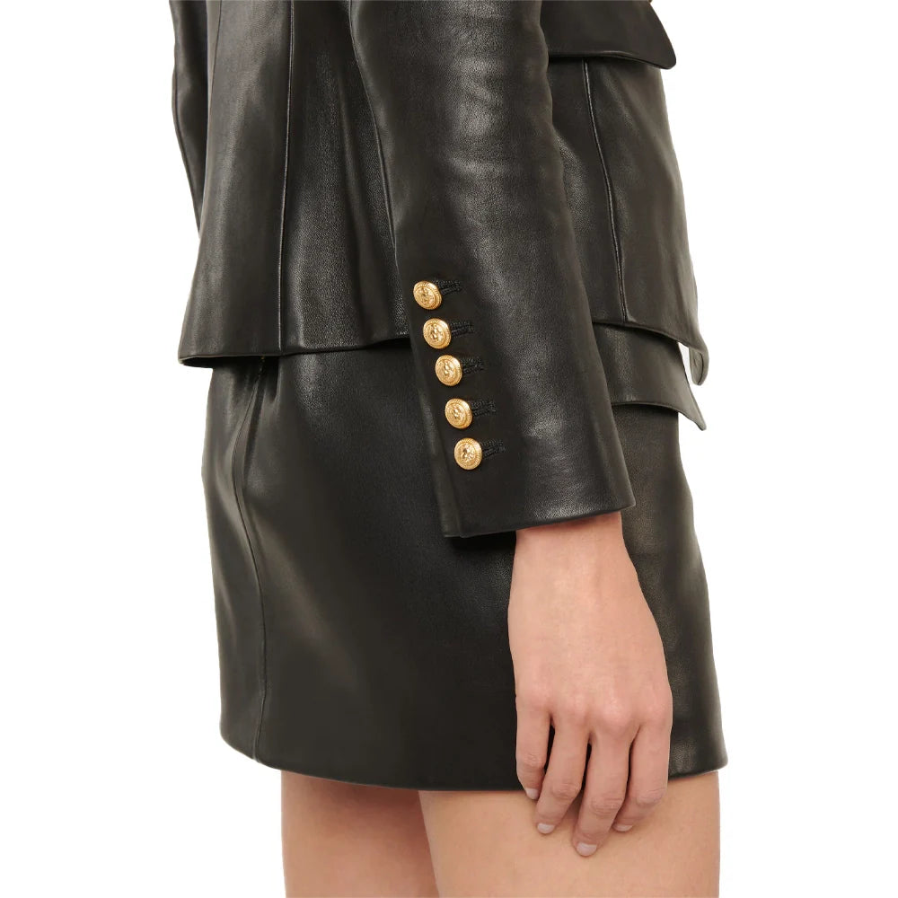 black-gold-button-leather-blazer