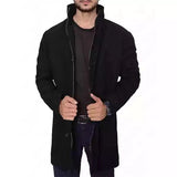 Howard High Neck Black Coat for Mens