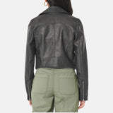 Black Biker Vintage Leather Jacket Womens