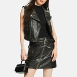 Black Leather Biker Vest