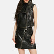 Black Leather Biker Vest Womens