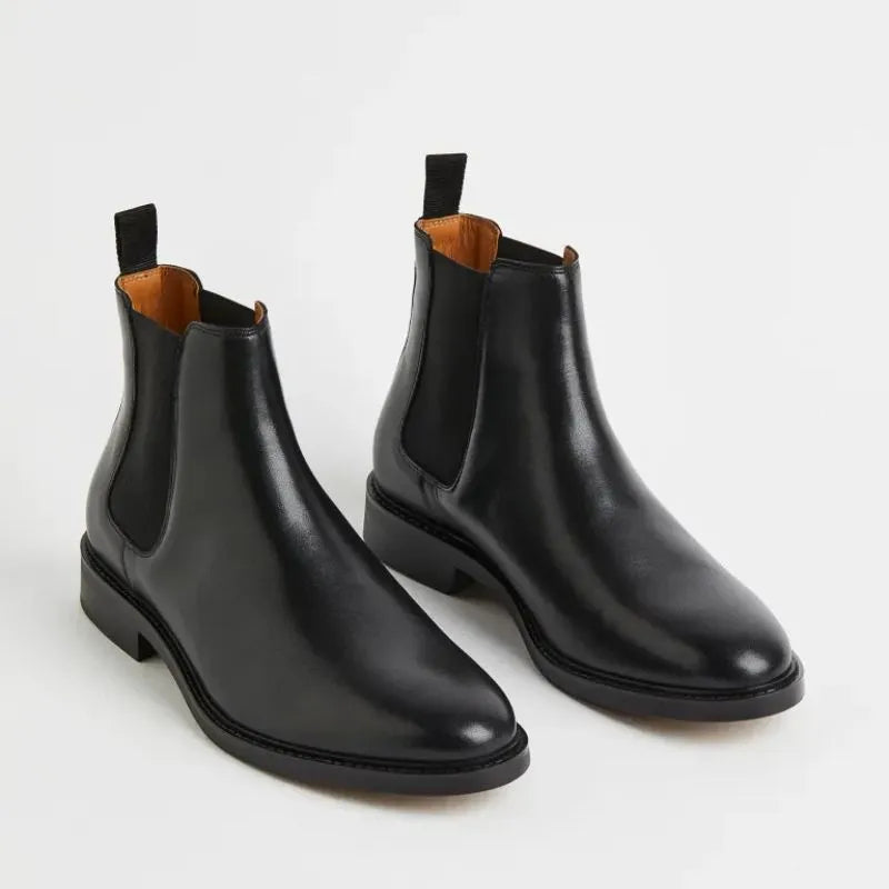 Black Leather Chelsea Boots