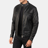 black-leather-double-pockets-biker-jacket