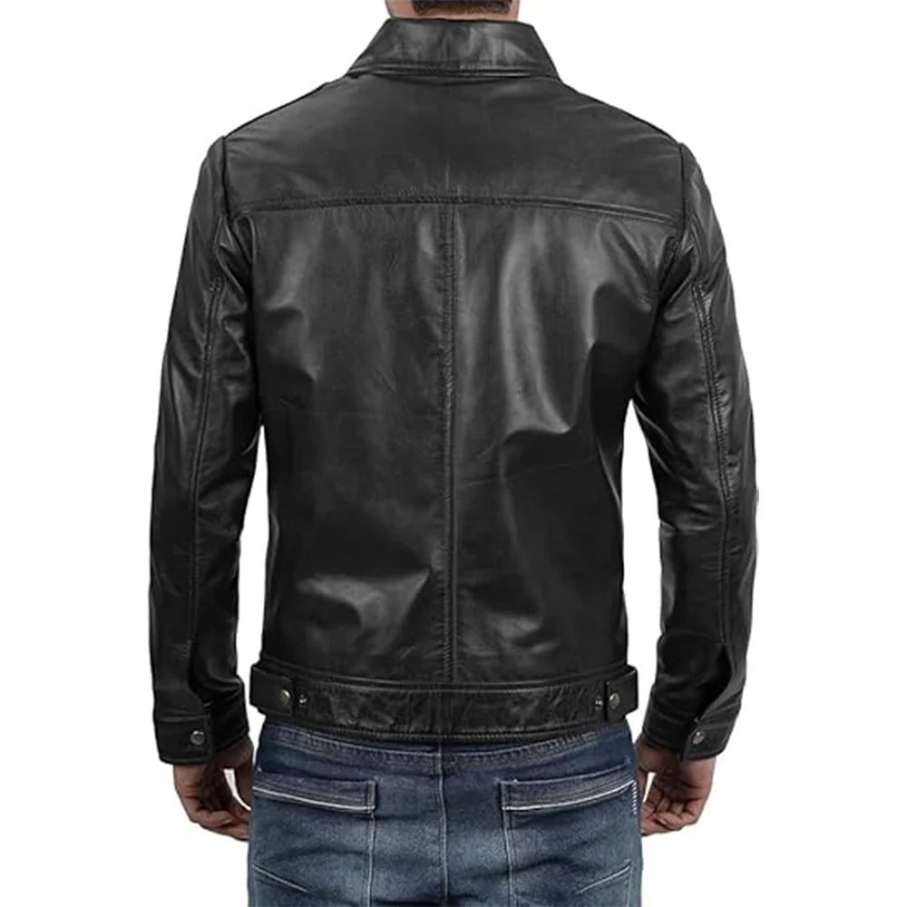 John Reeves Black Biker Leather Jacket