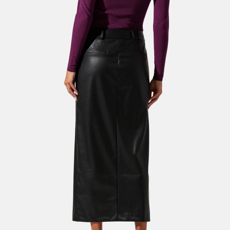 Black Leather Midi Skirt