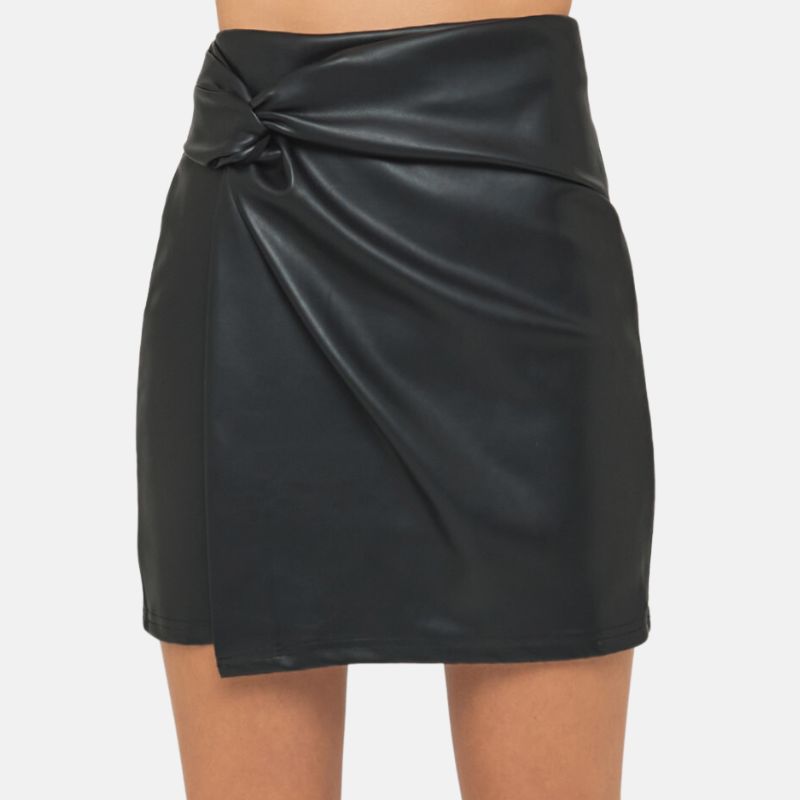 Black Mini Twisted Skirt Womens