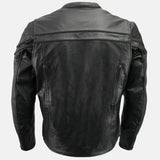 Black Leather Motorcycle Jacket With Armor