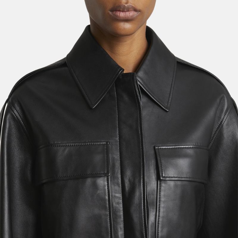 Leather Shirt Jacket Womens