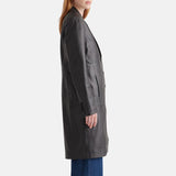 Black Leather Trench Coat Womens