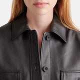 Black Leather Trucker Jacket Womens