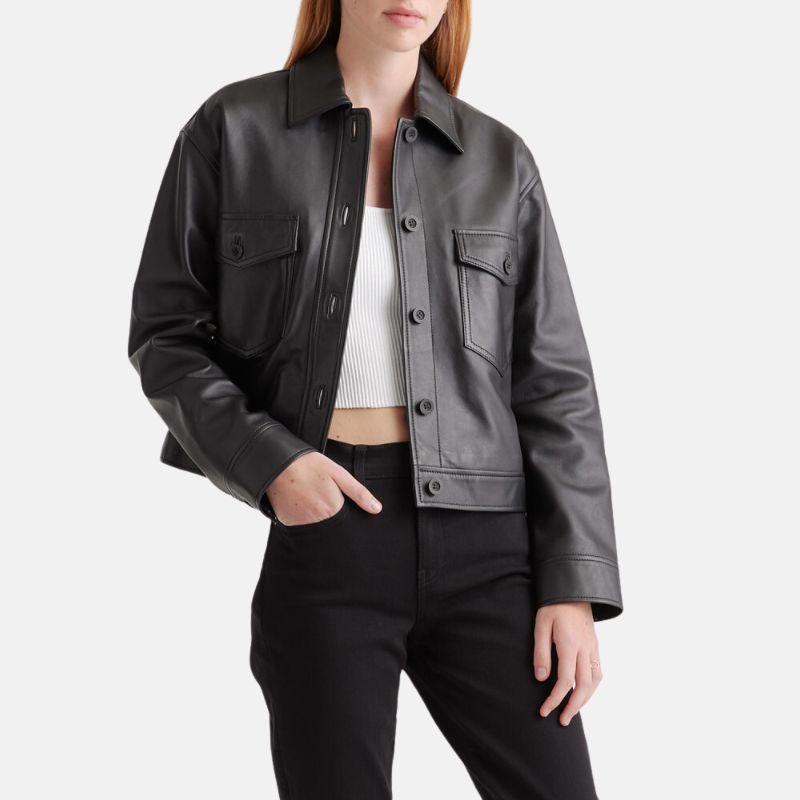 Leather Trucker Jacket Womens