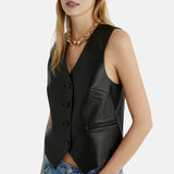 Black Leather Vest For Women