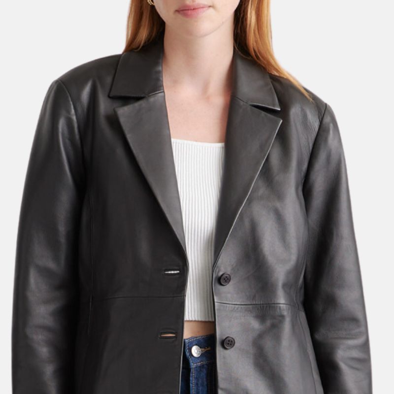 Long Leather Trench Coat Womens