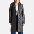 Black Long Leather Trench Coat Womens