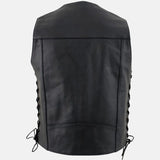 Black Leather Biker Motorcycle Vest