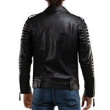 Men's Asymmetrical Black Leather Biker Jacket