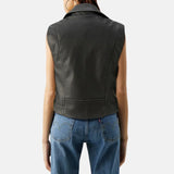 Black Motorcycle Leather Vest