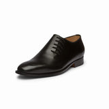 Black Oxford Leather Shoes with Side Lacing