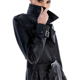 Black Leather Trench Coat For Womens