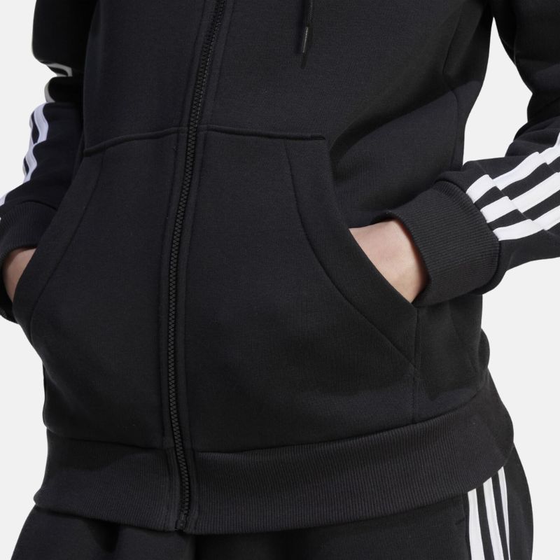 Hoodie Black Track Jacket With White Stripes For Womens 