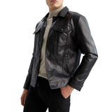 Holland Black Leather Trucker Jacket Mens