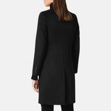 Classic Black Wool Long Trench Coat For Womens