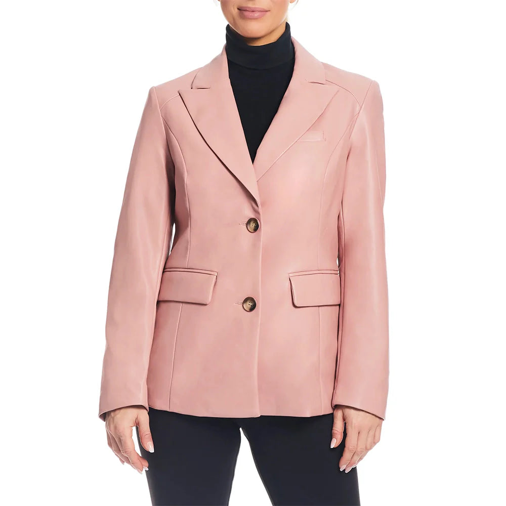 Pink Womens Leather Blazer