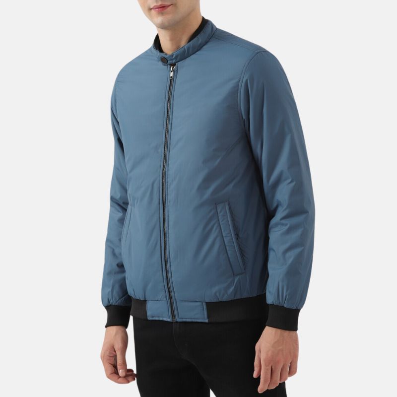 Cotton Blue Bomber Jacket Mens