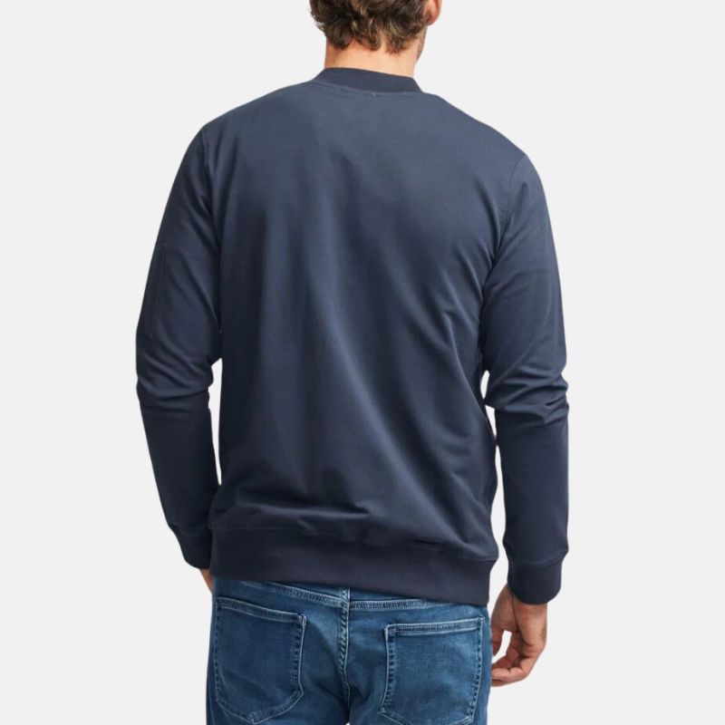 Blue Fleece Bomber Jacket For Mens 