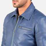 Shirt Collar Leather Jacket For Mens