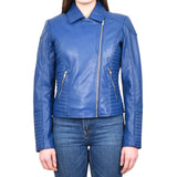 Blue Quilted Leather Jacket