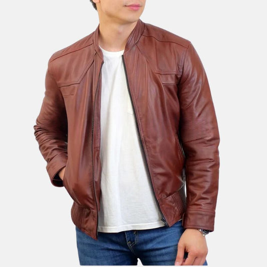 Bomber Brown Mens Leather Jacket