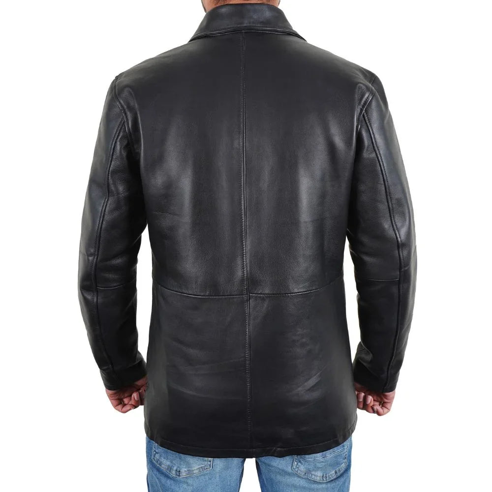 Black Leather Car Coat