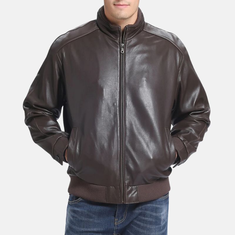 Brown Bomber Leather Jacket