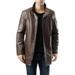 Men’s Lambskin Chocolate Brown Leather Car Coat