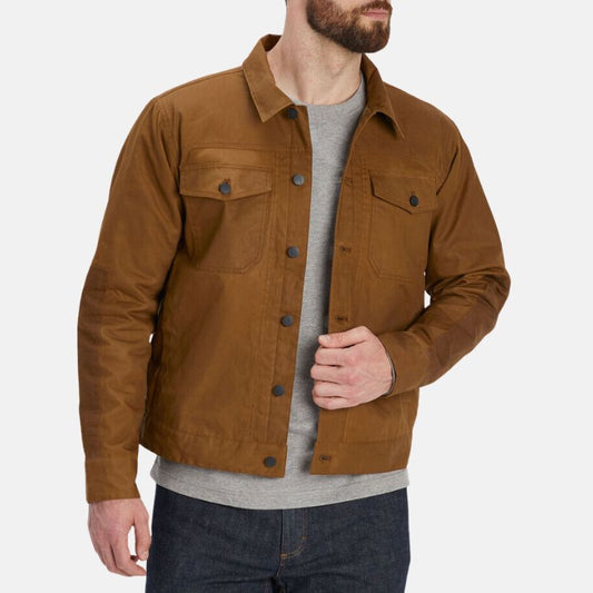 Brown Cotton Field Jacket Mens