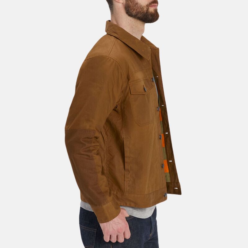 Brown Trucker Cotton Jacket For Mens