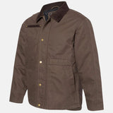 Brown Cotton Jacket With Corduroy Shirt Collar For Mens