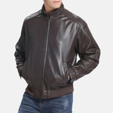 Brown Bomber Leather Jacket Mens