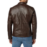 Men's Motorcycle Retro Distressed Cafe Racer Leather Jacket