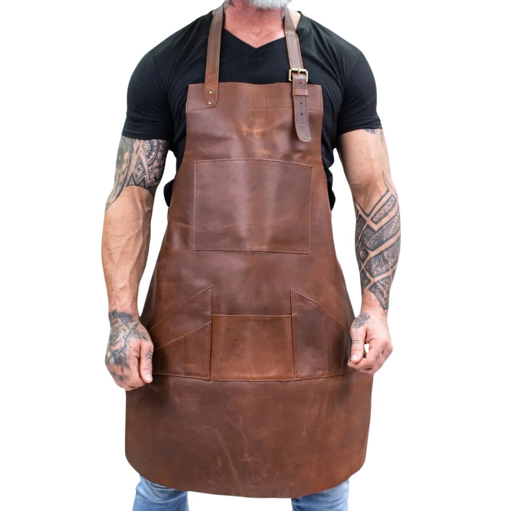 All Purpose Multi Pockets Genuine Leather Apron for Men and Women