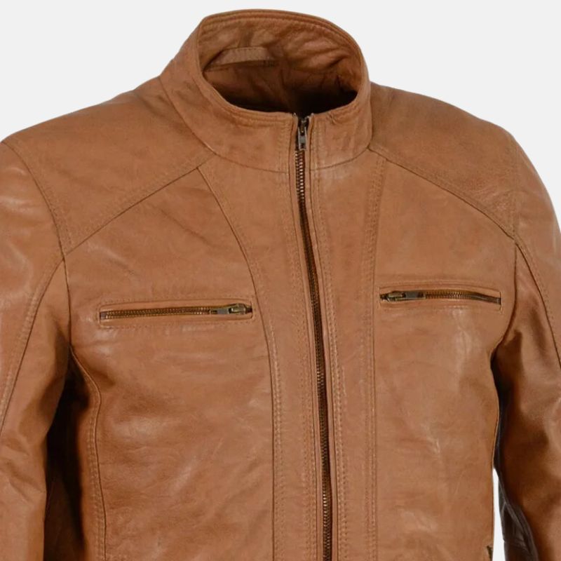 Brown Leather Biker Jacket